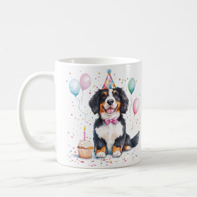 Happy Birthday Bernese Mountain Dog Kaffeetasse (Links)