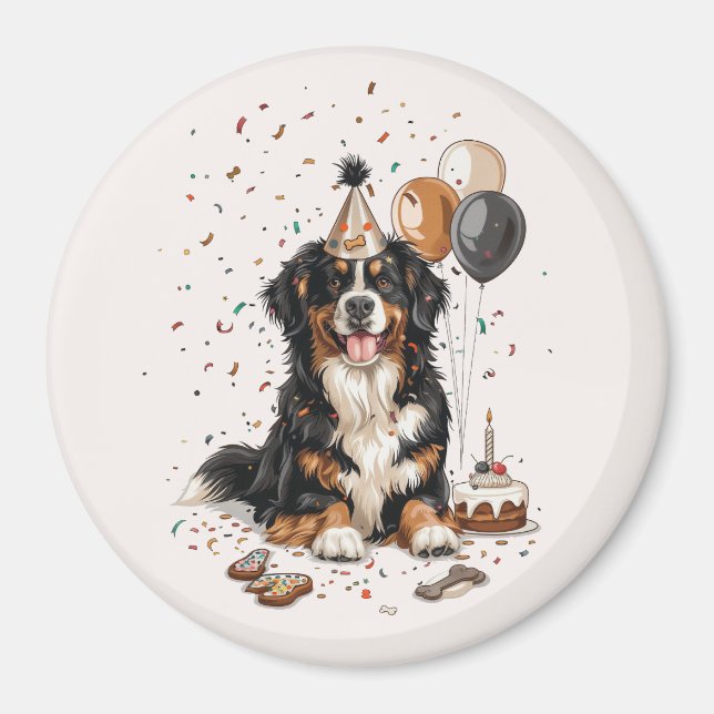 Happy Birthday Bernese Mountain Dog Magnet (Vorne)