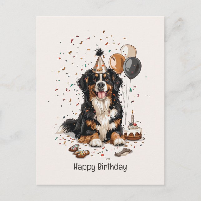 Happy Birthday Bernese Mountain Dog Postkarte (Vorderseite)