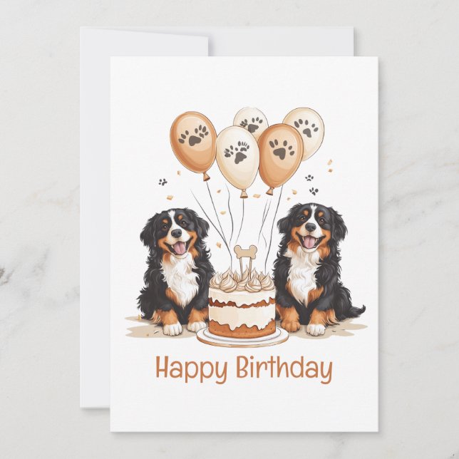 Happy Birthday Bernese Mountain Hunde Karte (Vorderseite)