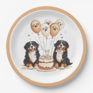 Happy Birthday Bernese Mountain Hunde Pappteller