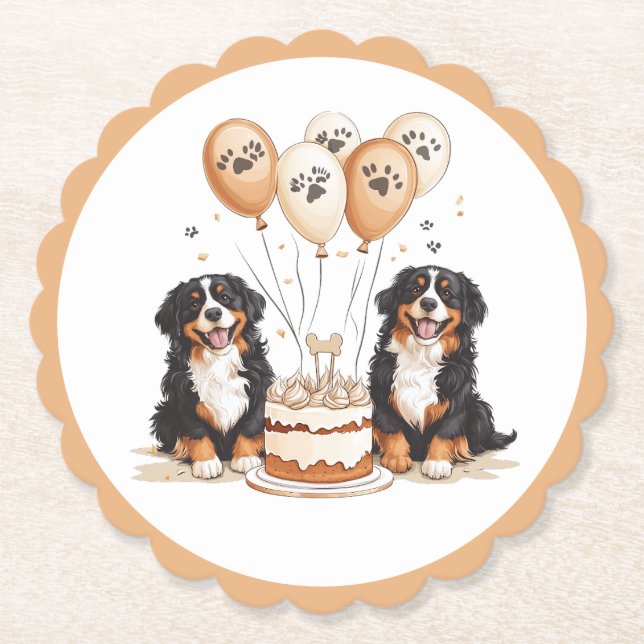 Happy Birthday Bernese Mountain Hunde Untersetzer (Vorderseite)