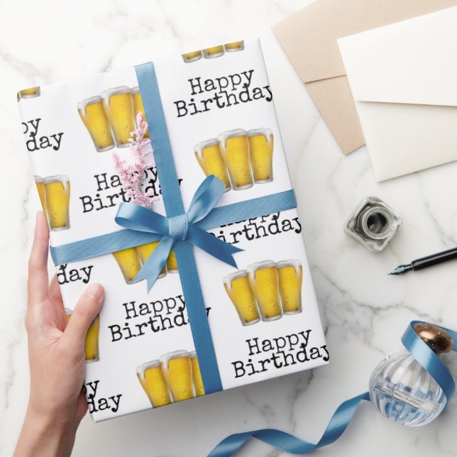 Happy Birthday Bers on White Geschenkpapier (Schenken)