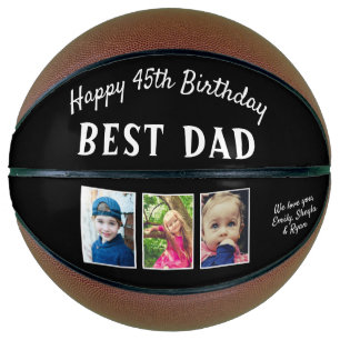 Happy Birthday Best Vater 3 Foto Collage Black Basketball