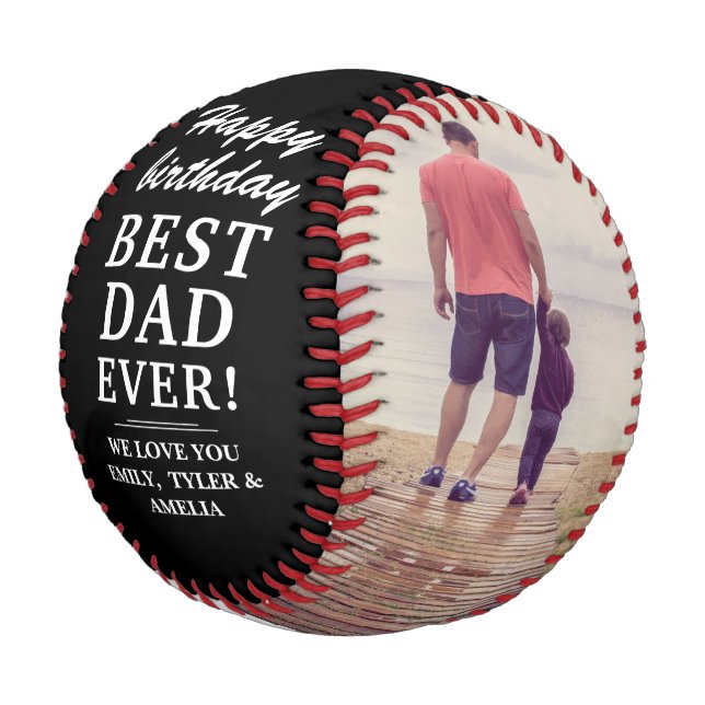 Happy Birthday Best Vater je Foto Collage Baseball (Schrägansicht)