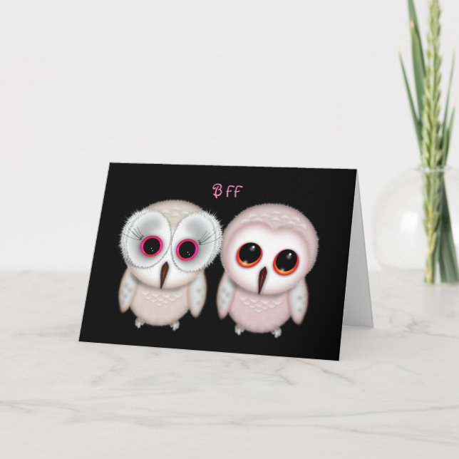 Happy Birthday BESTE FREUNDIN Owl Card Karte (Vorderseite)