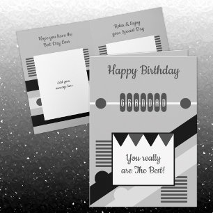 Happy Birthday beste Grandad grau und schwarz Karte