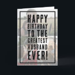 Happy Birthday Beste Husband Foto Collage Card Feiertagskarte<br><div class="desc">Wünschen Sie Ihrem Mann einen glücklichen Geburtstag mit dieser Grußkarte. Sie können einfach Ihre Lieblings-Fotos hochladen und die Vorlage ist Set für Sie,  um Happy Birthday Ehemann,  Papa oder andere Namen,  die Sie möchten bearbeiten. Sie können auch die Nachrichten innerhalb der Karte bearbeiten.</div>