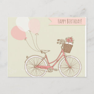 Happy Birthday Bicycle Girl Postkarte