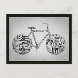 Happy Birthday Bicycle Typografy Postcard Postkarte