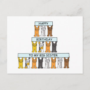 Happy Birthday Big Sister Cartoon Cats Postkarte