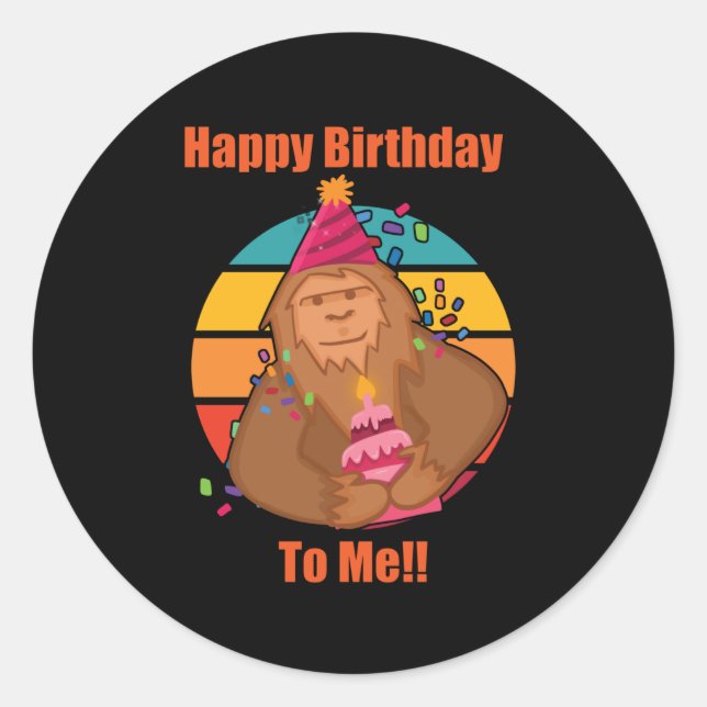 Happy Birthday Bigfoot Cupcake Runder Aufkleber (Vorderseite)