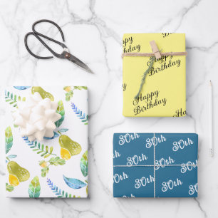 Happy Birthday Birars & Lemons Art koordiniert Geschenkpapier Set
