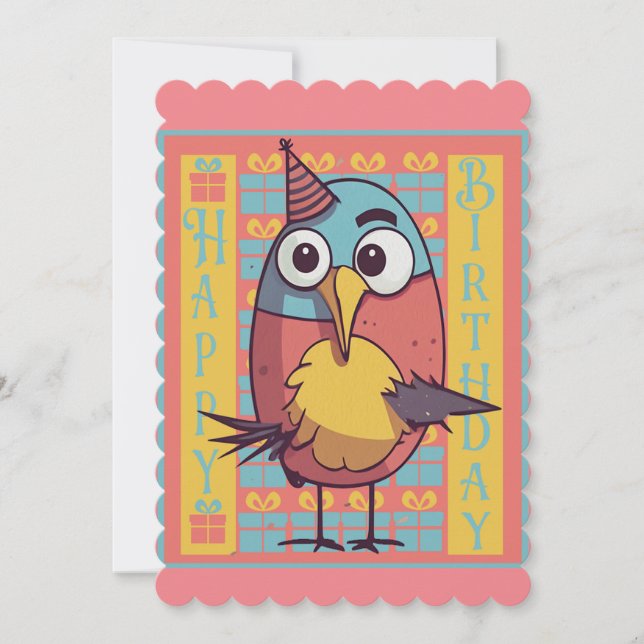 Happy Birthday Bird Einladung (Vorderseite)