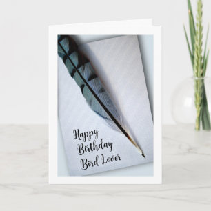 Happy Birthday Bird Lover Blue Jay Feather Card Karte