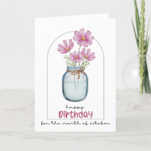 Happy Birthday Birth Month Blume Cosmos Oktober Dankeskarte
