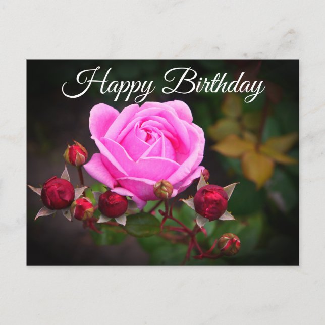Happy Birthday Bischof Burg Rose #1 Postkarte (Vorderseite)