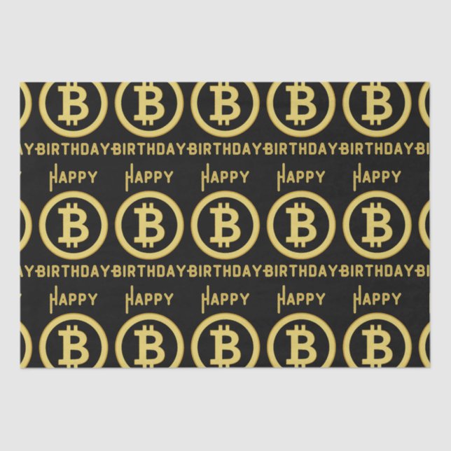 Happy Birthday Bitcoin Gold Tissue Paper Seidenpapier (Vorderseite)