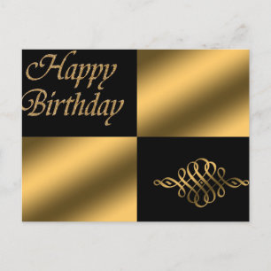 Happy Birthday Black and Gold Postkarte