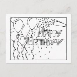Happy Birthday Black and White Postcard Postkarte