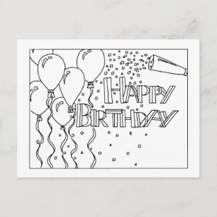 Happy Birthday Black and White Postcard Postkarte
