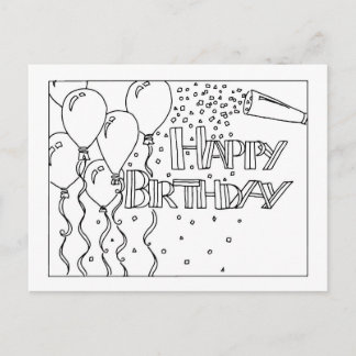 Happy Birthday Black and White Postcard Postkarte