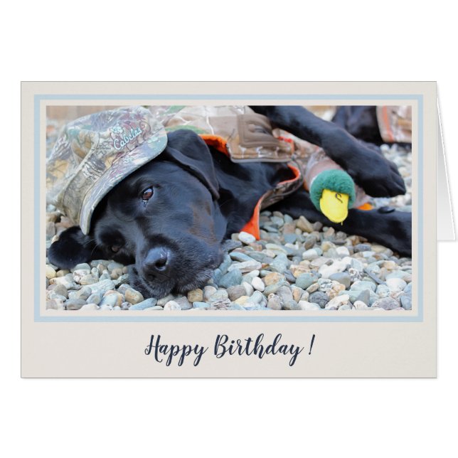 Happy Birthday Black Labrador Enck Hunting Hund (Vorderseite (Horizontal))