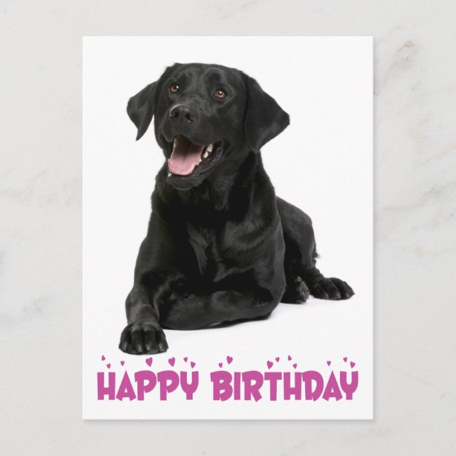 Happy Birthday Black Labrador Retriever Puppy Dog Postkarte (Vorderseite)