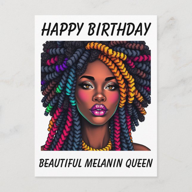 Happy Birthday black melanin woman birthday card Postkarte (Vorderseite)