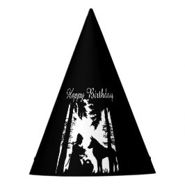 Happy Birthday Black on White Red Riding Hood Wolf Partyhütchen