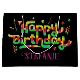 Happy Birthday Black Personalisiert Name Geburtsta Große Geschenktüte