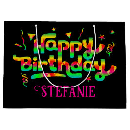 Happy Birthday Black Personalisiert Name Geburtsta Große Geschenktüte