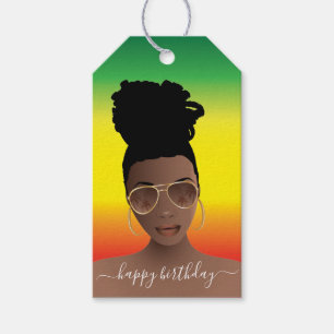 Happy Birthday Black Shades Green Yellow Red Geschenkanhänger
