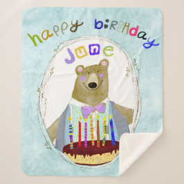 Happy Birthday Blanket-Medium-Größe Sherpadecke