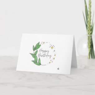Happy Birthday Blätter and Stars Card Dankeskarte