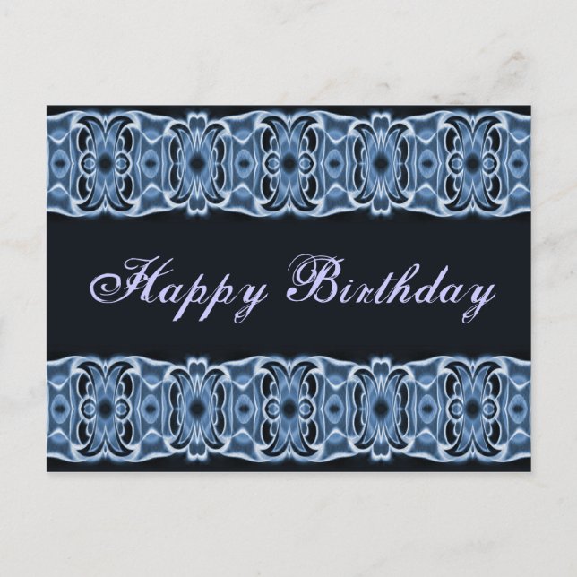 Happy Birthday Blau Postkarte (Vorderseite)