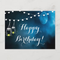Happy Birthday blauer Mond helle Saiten Mason-Gläs