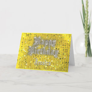 Happy Birthday Bling Yellow Greeting Card Karte