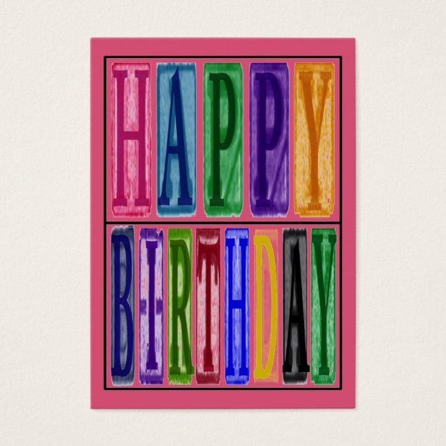 Happy Birthday Blocks Geschenk Tag (Vorderseite)
