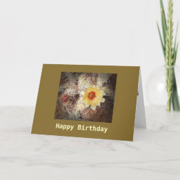 Happy Birthday Blooming Cactus Template Card Karte