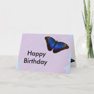 Happy Birthday Blue Butterfly Design Karte