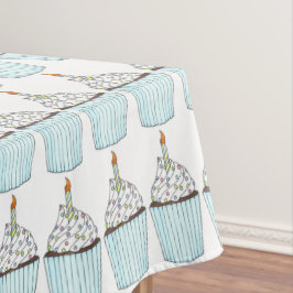 Happy Birthday Blue Cake Cupcake Candle Sprinkles Tischdecke