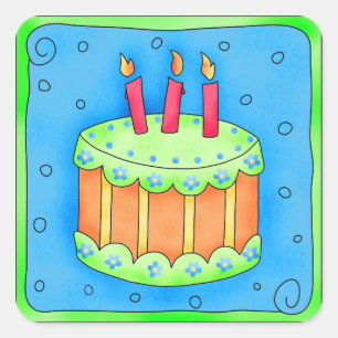 Happy Birthday Blue Cake Sticker Dritter