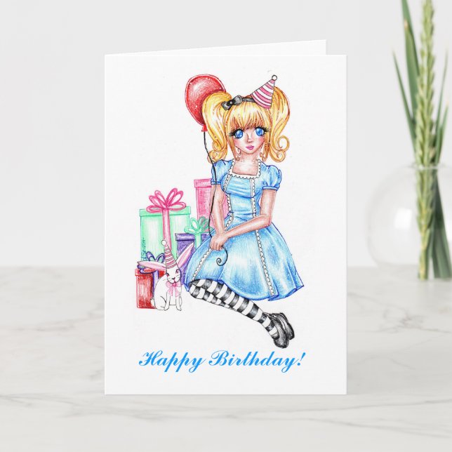 Happy Birthday (Blue Card) Karte (Vorderseite)