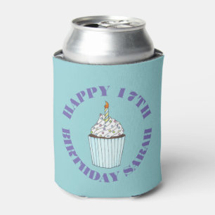 Happy Birthday Blue Cupcake Sprinkles Zuckerguss Dosenkühler
