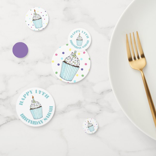 Happy Birthday Blue Cupcake Sprinkles Zuckerguss Konfetti (Gruppe)