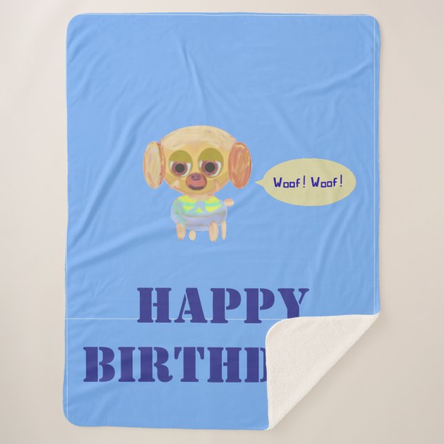 Happy Birthday Blue Fleece Blanket Sherpadecke (Vorderseite)