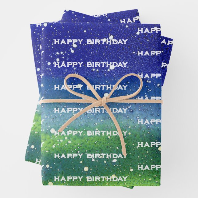 Happy Birthday Blue Geschenkpapier Set (Beispiel)