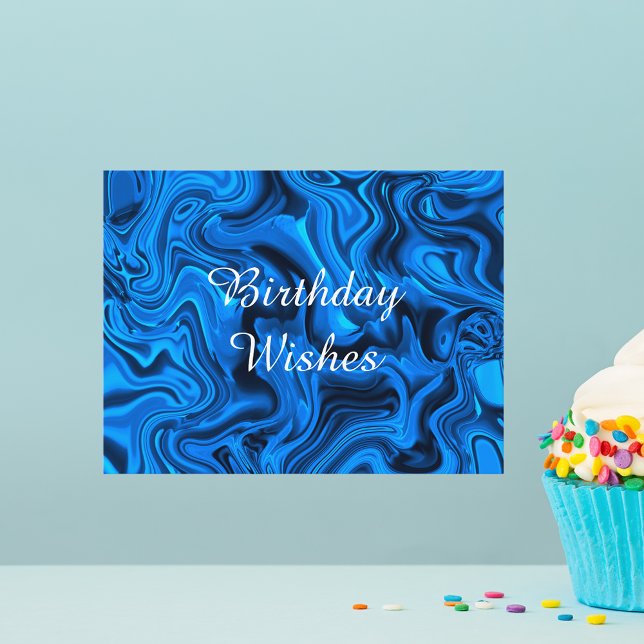 Happy Birthday Blue Modern Watercolor Art Postkarte (Von Creator hochgeladen)