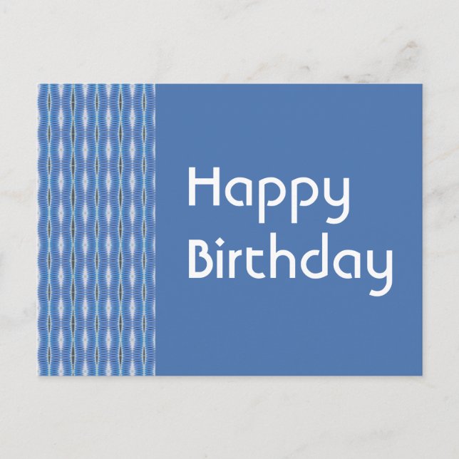 Happy Birthday Blue Muster Postkarte (Vorderseite)